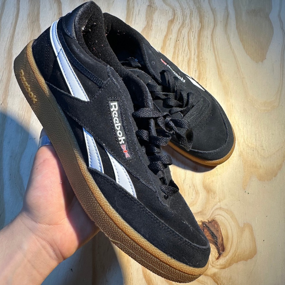 Reebok Club C Revenge Mens Black White Gum Suede Sneakers FU7639 Size 9